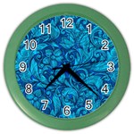 Blue Floral Pattern Texture, Floral Ornaments Texture Color Wall Clock