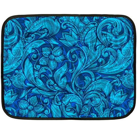 Blue Floral Pattern Texture, Floral Ornaments Texture Two Sides Fleece Blanket (Mini) from UrbanLoad.com 35 x27  Blanket Front