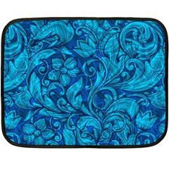 Blue Floral Pattern Texture, Floral Ornaments Texture Two Sides Fleece Blanket (Mini) from UrbanLoad.com 35 x27  Blanket Back