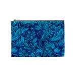 Blue Floral Pattern Texture, Floral Ornaments Texture Cosmetic Bag (Medium)