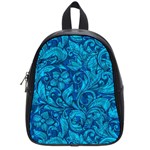 Blue Floral Pattern Texture, Floral Ornaments Texture School Bag (Small)