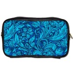 Blue Floral Pattern Texture, Floral Ornaments Texture Toiletries Bag (One Side)