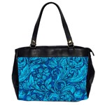 Blue Floral Pattern Texture, Floral Ornaments Texture Oversize Office Handbag (2 Sides)