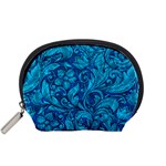 Blue Floral Pattern Texture, Floral Ornaments Texture Accessory Pouch (Small)