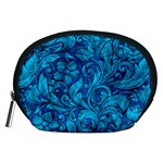 Blue Floral Pattern Texture, Floral Ornaments Texture Accessory Pouch (Medium)