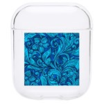 Blue Floral Pattern Texture, Floral Ornaments Texture Hard PC AirPods 1/2 Case