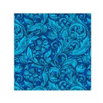 Blue Floral Pattern Texture, Floral Ornaments Texture Square Satin Scarf (30  x 30 )