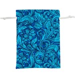 Blue Floral Pattern Texture, Floral Ornaments Texture Lightweight Drawstring Pouch (XL)
