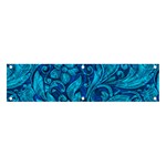 Blue Floral Pattern Texture, Floral Ornaments Texture Banner and Sign 4  x 1 