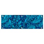 Blue Floral Pattern Texture, Floral Ornaments Texture Banner and Sign 6  x 2 