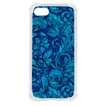 Blue Floral Pattern Texture, Floral Ornaments Texture iPhone SE