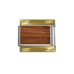 Brown Wooden Texture Gold Trim Italian Charm (9mm)