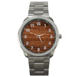 Brown Wooden Texture Sport Metal Watch