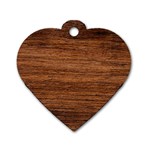 Brown Wooden Texture Dog Tag Heart (One Side)
