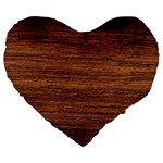 Brown Wooden Texture Large 19  Premium Heart Shape Cushions