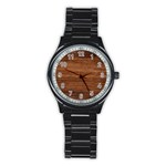 Brown Wooden Texture Stainless Steel Round Watch
