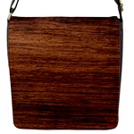 Brown Wooden Texture Flap Closure Messenger Bag (S)