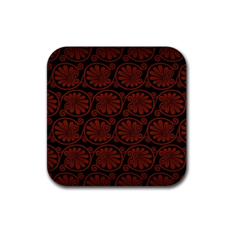 Brown Floral Pattern Floral Greek Ornaments Rubber Coaster (Square) from UrbanLoad.com Front