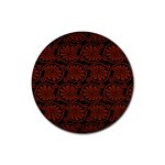 Brown Floral Pattern Floral Greek Ornaments Rubber Round Coaster (4 pack)