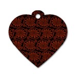 Brown Floral Pattern Floral Greek Ornaments Dog Tag Heart (Two Sides)