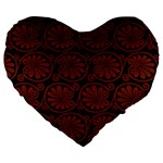 Brown Floral Pattern Floral Greek Ornaments Large 19  Premium Flano Heart Shape Cushions