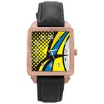 Colorful Abstract Background Art Rose Gold Leather Watch 
