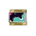 Colorful Background, Material Design, Geometric Shapes Gold Trim Italian Charm (9mm)