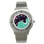 Colorful Background, Material Design, Geometric Shapes Stainless Steel Watch