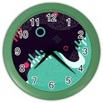 Colorful Background, Material Design, Geometric Shapes Color Wall Clock