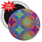 Colorful Floral Ornament, Floral Patterns 3  Magnets (100 pack)