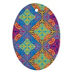 Colorful Floral Ornament, Floral Patterns Oval Ornament (Two Sides)