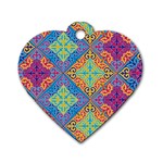 Colorful Floral Ornament, Floral Patterns Dog Tag Heart (Two Sides)