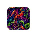 Colorful Floral Patterns, Abstract Floral Background Rubber Square Coaster (4 pack)