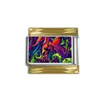 Colorful Floral Patterns, Abstract Floral Background Gold Trim Italian Charm (9mm)