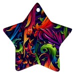 Colorful Floral Patterns, Abstract Floral Background Star Ornament (Two Sides)