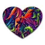 Colorful Floral Patterns, Abstract Floral Background Heart Mousepad
