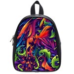 Colorful Floral Patterns, Abstract Floral Background School Bag (Small)