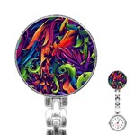 Colorful Floral Patterns, Abstract Floral Background Stainless Steel Nurses Watch