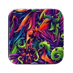 Colorful Floral Patterns, Abstract Floral Background Square Metal Box (Black)