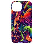 Colorful Floral Patterns, Abstract Floral Background iPhone 14 Black UV Print Case
