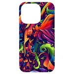 Colorful Floral Patterns, Abstract Floral Background iPhone 14 Pro Black UV Print Case