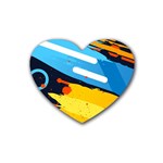 Colorful Paint Strokes Rubber Coaster (Heart)
