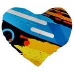 Colorful Paint Strokes Large 19  Premium Heart Shape Cushions