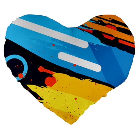 Colorful Paint Strokes Large 19  Premium Flano Heart Shape Cushions from UrbanLoad.com Front