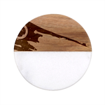 Colorful Paint Strokes Classic Marble Wood Coaster (Round) 