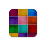 Colorful Squares, Abstract, Art, Background Rubber Coaster (Square)