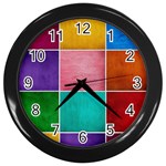 Colorful Squares, Abstract, Art, Background Wall Clock (Black)