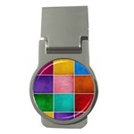 Colorful Squares, Abstract, Art, Background Money Clips (Round) 