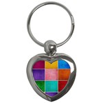 Colorful Squares, Abstract, Art, Background Key Chain (Heart)