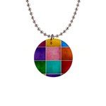 Colorful Squares, Abstract, Art, Background 1  Button Necklace